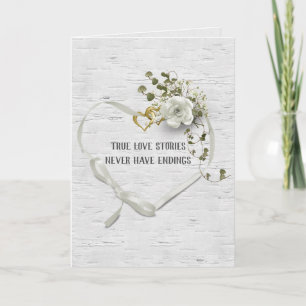 Carte Coeur de ruban mariage sur bouleau