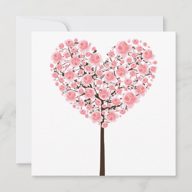 Carte Coeur de sakura rose (Fleur de cerisiers) (Devant)