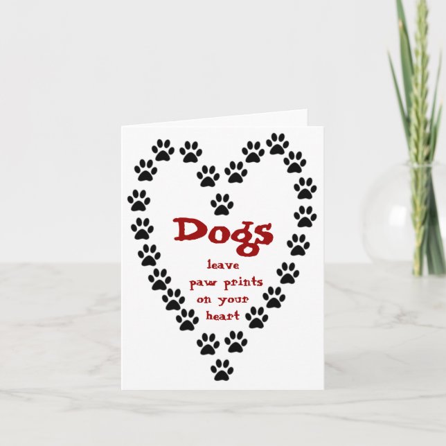 Carte Coeur des Empreintes de pattes de chien (Devant)
