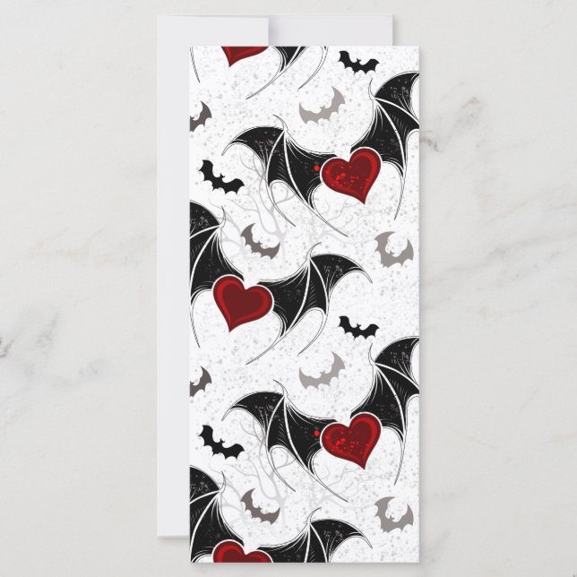 Carte Coeur d'Halloween avec ailes de chauve-souris noir (Devant)