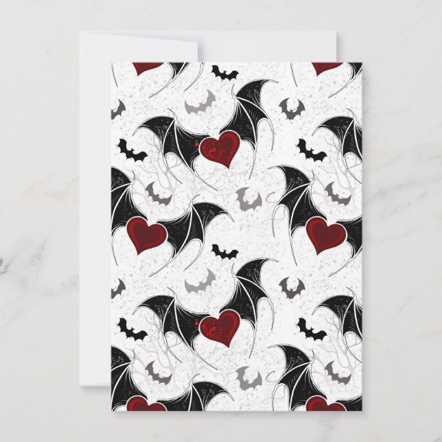 Carte Coeur d'Halloween avec ailes de chauve-souris noir (Devant)