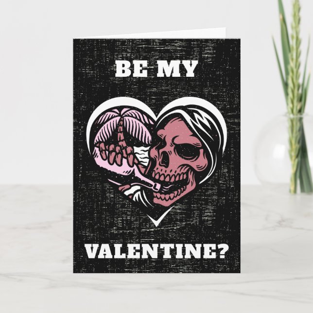 Carte Coeur du crâne tropical Grunge Saint Valentin Goth (Devant)