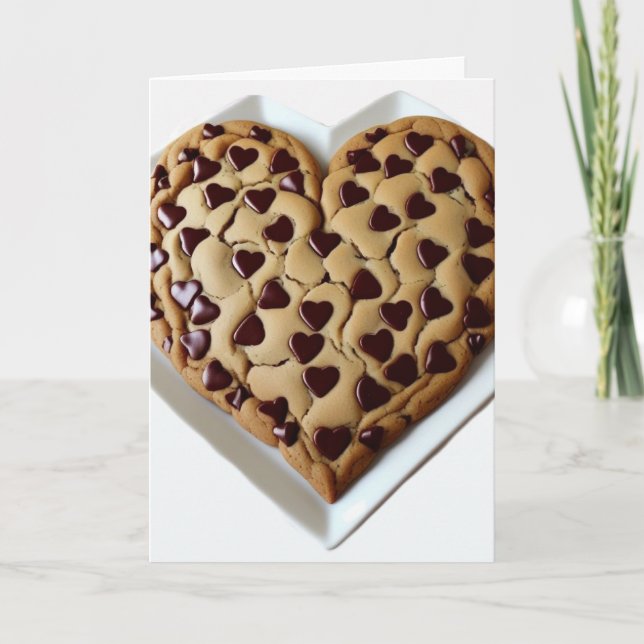 Carte Coeur en forme de chocolat Chip Cookie (Devant)