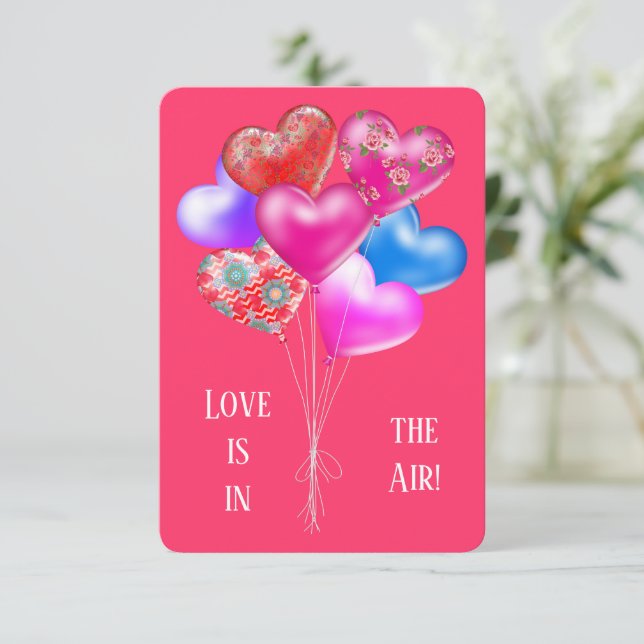 Carte Coeur en forme de Valentine's Love Balloons (Debout devant)