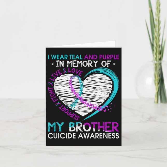 Carte Cœur en mémoire de mon frère, sensibilisation au s (Devant)