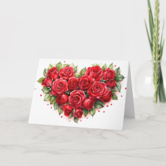 Carte Cœur fait de roses rouges
