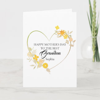 Carte Cœur floral personnalisé avec le nom de grand-mère
