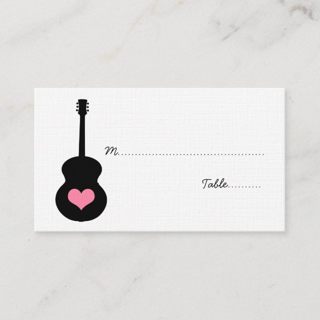 Carte Coeur Guitare Rose/Noir (Devant)