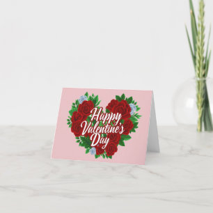 Carte Coeur Heureuse Sainte-Valentin Floral Rose