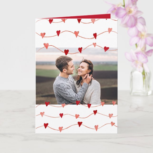 Carte Coeur Heureuse Sainte-Valentin photo personnalisé (Orchidée)