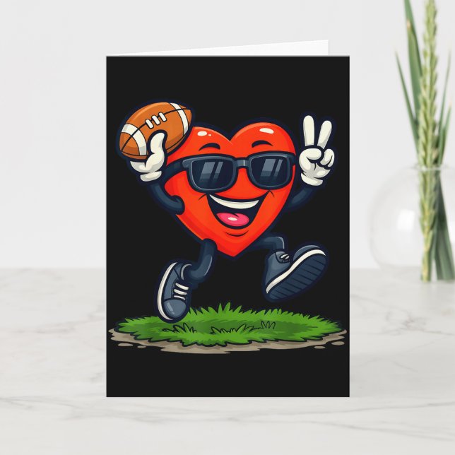 Carte Cœur Jouant Au Football Américain Rugby Saint Vale (Devant)
