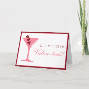 Carte Cœur Martini Galentine's Day Rouge et Rose