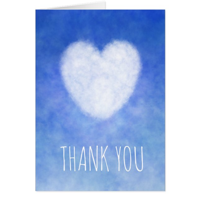Carte Coeur Merci bleu et blanc (Devant)