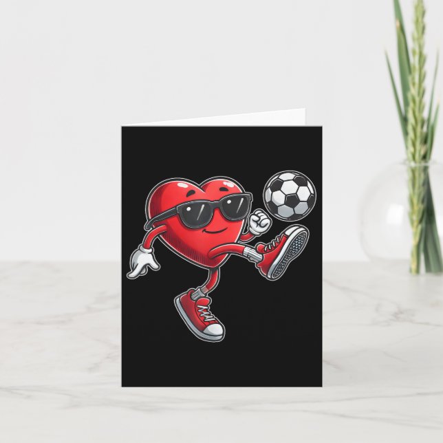 Carte Coeur mignon Jouer Soccer Valentines Jour Soccer B (Devant)