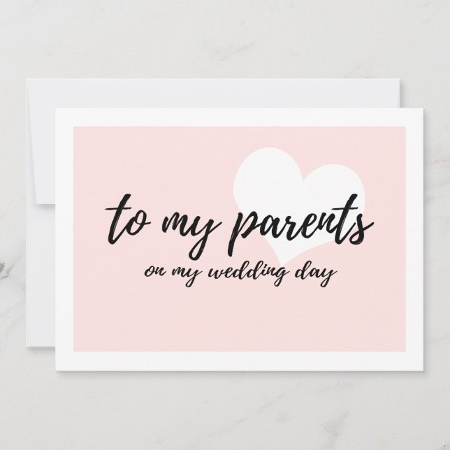 Carte Coeur mou "à mes parents le jour de mon mariage" (Devant)