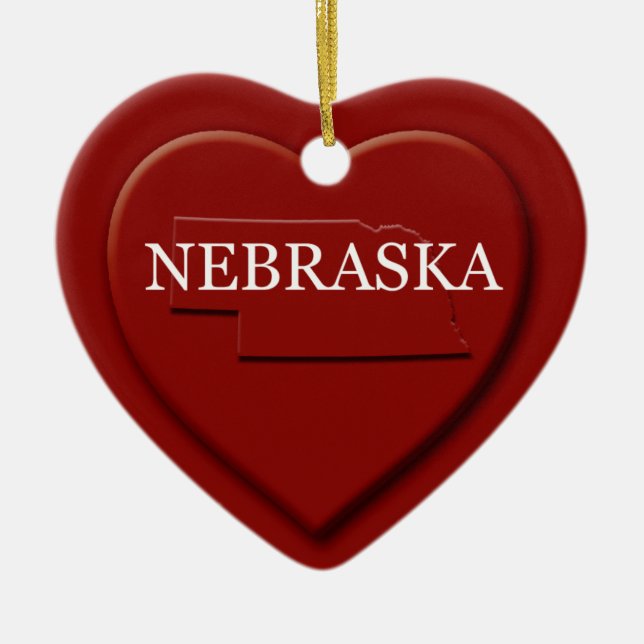 Carte Coeur Nebraska Ornement de Noël (Devant)