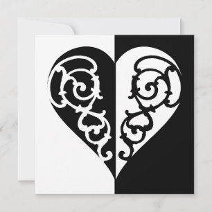 Carte Coeur noir et blanc en fibre