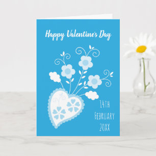 Carte Coeur romantique bleu portugais
