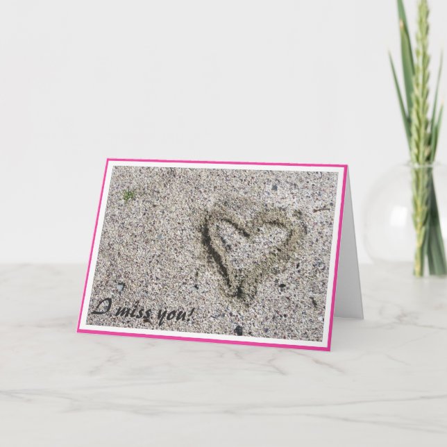 Carte Coeur romantique dans le sable Photo avec cadre sé (Devant)