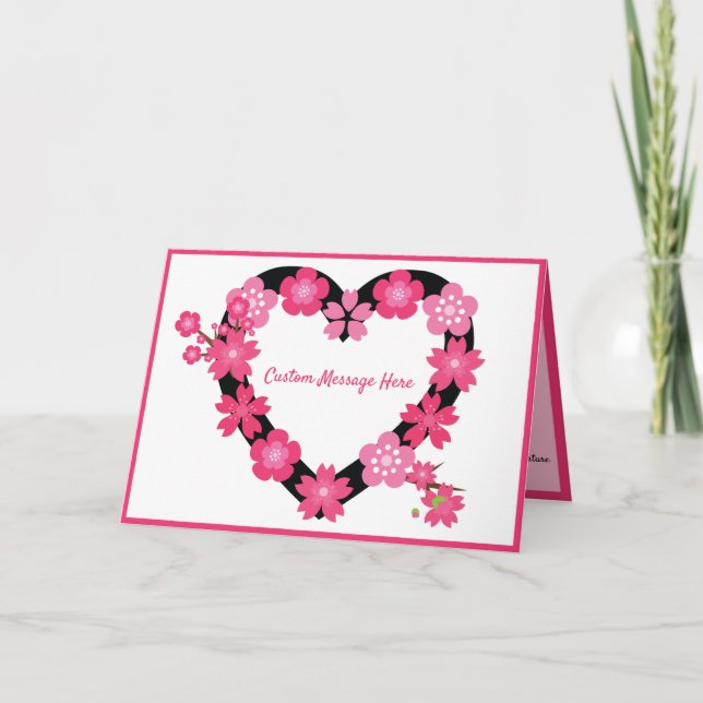 Carte Cœur romantique Fleurs roses (Devant)