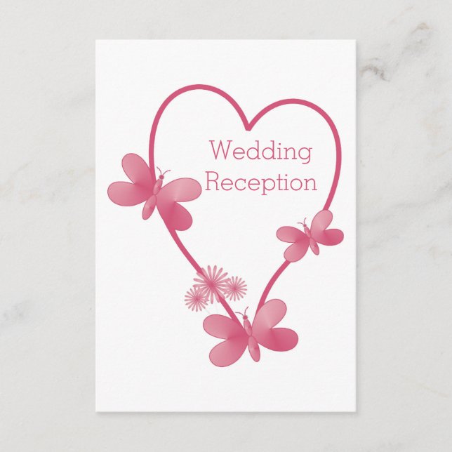 Carte Coeur rose de la réception de mariage (Devant)