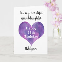 Coeur rose et pourpre 11e anniversaire Grandgirl