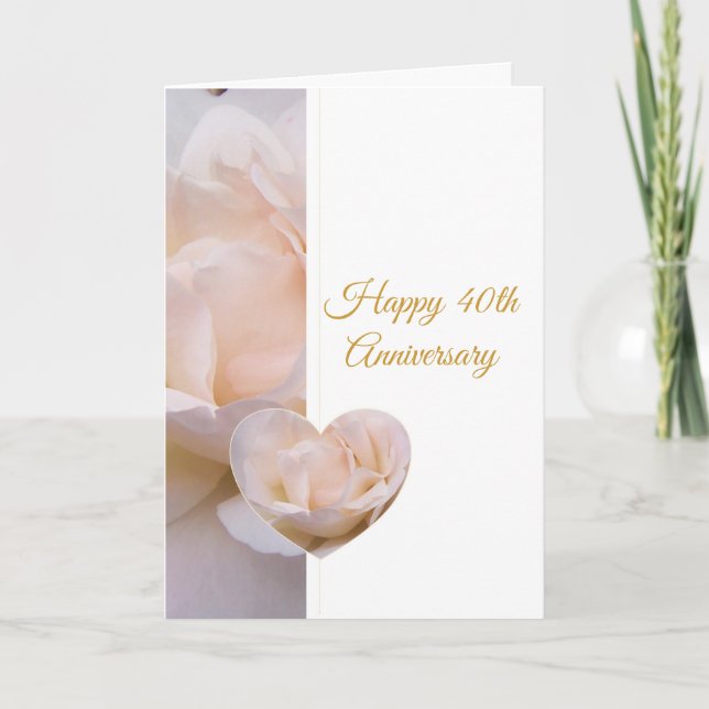 Carte Coeur rose Personnalisé 40e anniversaire Mariage (Devant)