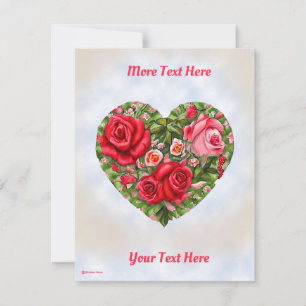 Carte Coeur Rose vintage