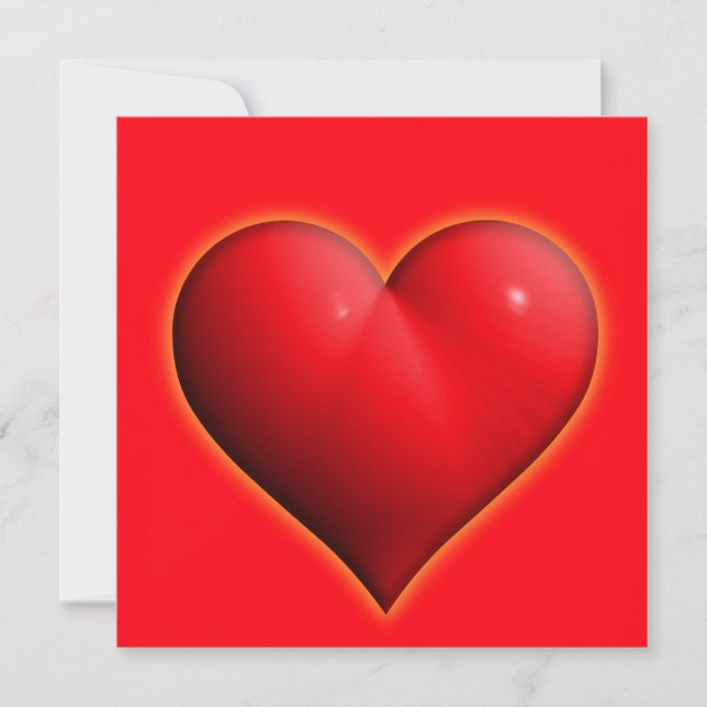 Carte Coeur rouge 3-D brillant (Devant)