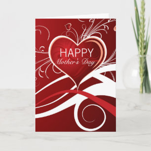 Carte Coeur rouge et perruques blanches et rouges - Fête