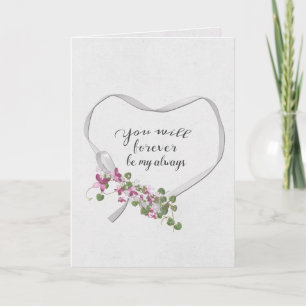 Carte Cœur Ruban avec Bouquet de Lierre