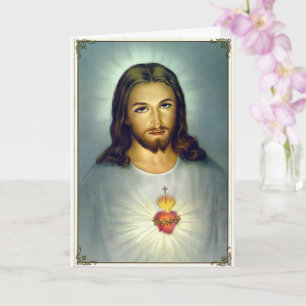 Carte Cœur sacré de Jésus Pose catholique traditionnelle