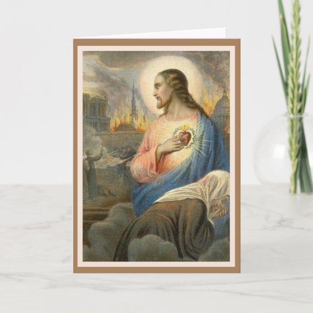 Carte Coeur sacré de prière religieuse de Jésus Notre (Devant)
