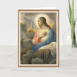 Carte Coeur sacré de prière religieuse de Jésus Notre