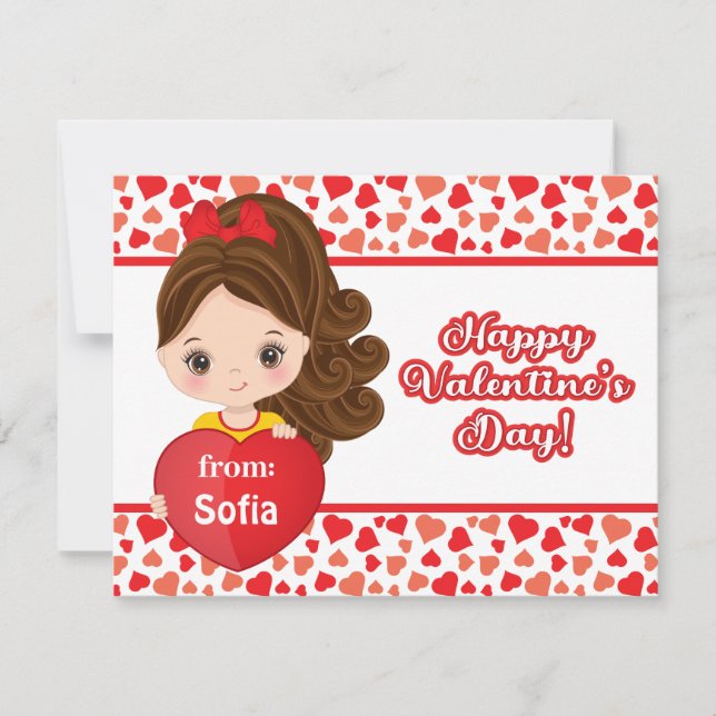 Carte Coeur Saint-Valentin pour petite fille migno (Devant)