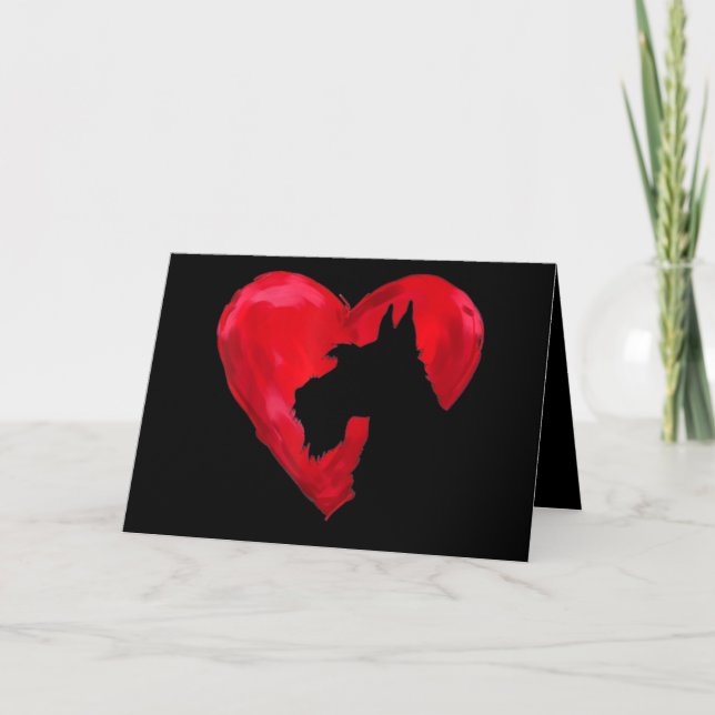 Carte Coeur Schnauzer Silhouette Valentines Jour de l'am (Devant)