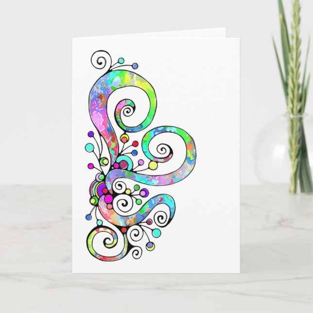 Carte Coeur spiral Peint à la main 1 (Devant)