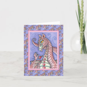 CARTE COEUR SUR UN DRAGON ROSE VALENTINE À CORDE, FANTAS