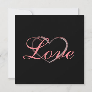 Carte Cœur Tendance Gris Calligraphie Amour Mariage