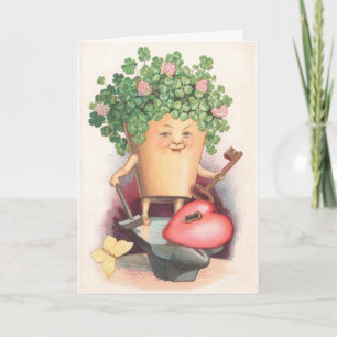 Carte Coeur vintage de shamrock et jour de St Patrick