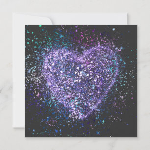 Carte Cœur Violet Peinture Éclaboussée