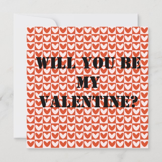 Carte Coeurs à damiers rouges et blancs Valentine motif (Devant)