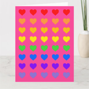 Carte Coeurs arc-en-ciel rose profond
