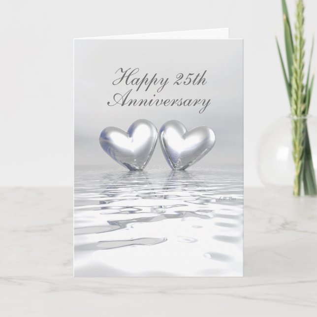 Carte Coeurs d'anniversaire d'argent (grand) (Devant)