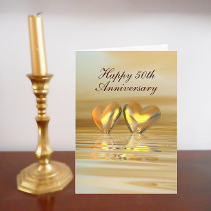 Carte Coeurs d'Anniversaire d'Or (Grand)
