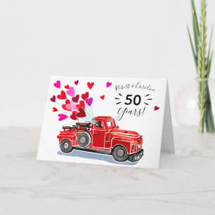 Carte Coeurs de camion vintage Ajouter des noms Bonne An