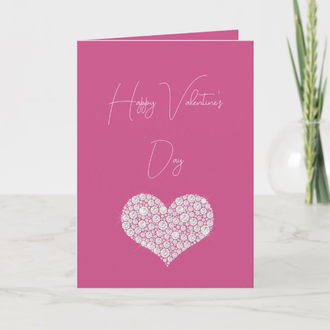 Carte Coeurs de diamants de verre rose (Devant)