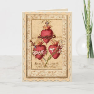 Carte Coeurs de Jésus, Marie et Joseph