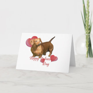 Carte Coeurs de la Saint-Valentin du Dachshund Rouge mig
