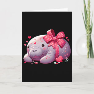 Carte Cœurs de la Saint-Valentin Lamantin Animal Mer Océ